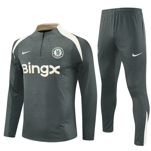 Conjunto de Sudadera 1/4 Zip Chelsea 2025/2026 Gris