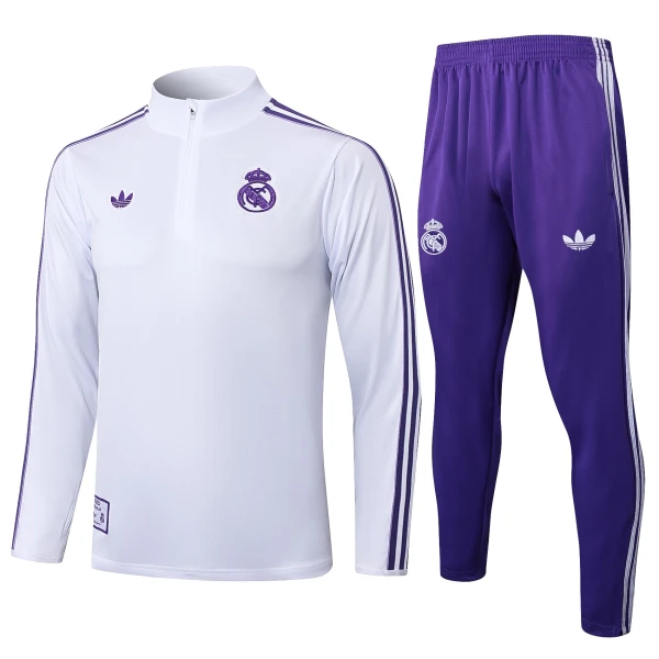 Conjunto de Sudadera 1/4 Zip Real Madrid 2025/2026 Blanco