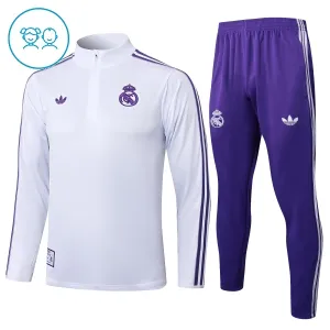 Conjunto de Sudadera 1/4 Zip Real Madrid 2025/2026 Niño Blanco