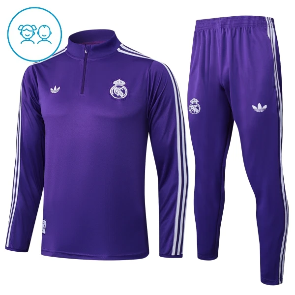 Conjunto de Sudadera 1/4 Zip Real Madrid 2025/2026 Niño Morado