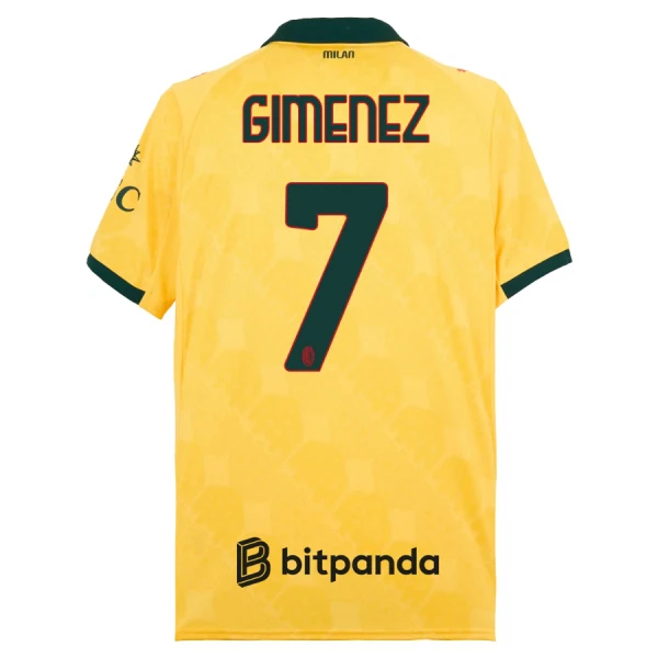 Camiseta AC Milan Santiago Gimenez 7 Tercera Equipación 2025/2026