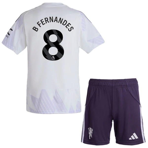Conjunto Manchester United Bruno Fernandes 8 Visitante 2025/2026 Niño