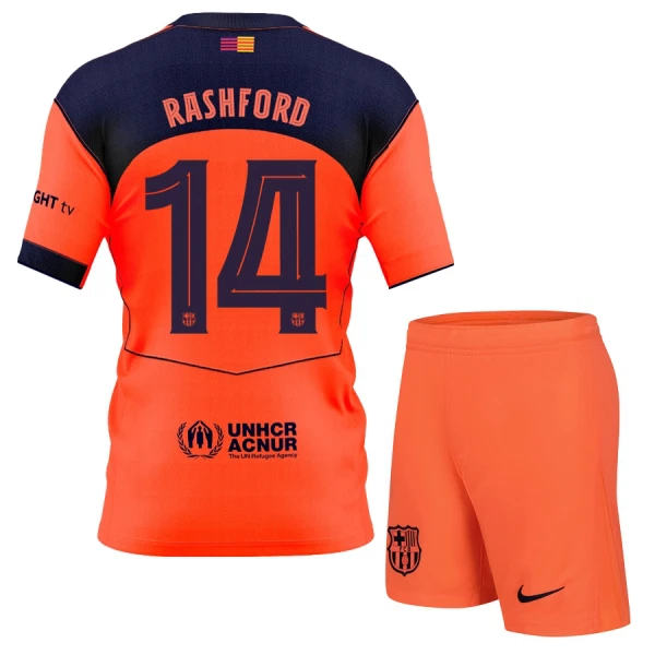 Conjunto FC Barcelona Marcus Rashford 14 Tercera Equipación 2025/2026 Niño