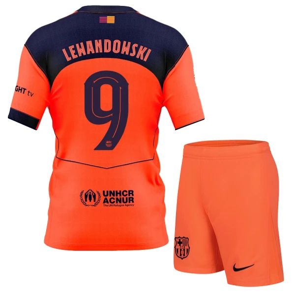 Conjunto FC Barcelona Robert Lewandowski 9 Tercera Equipación 2025/2026 Niño