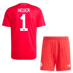 Conjunto FC Bayern Múnich Manuel Neuer 1 Portero 2025/2026 Niño Rojo