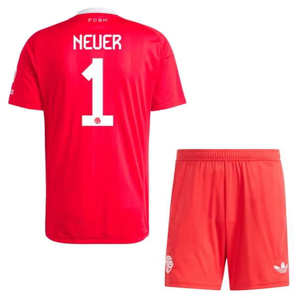 Conjunto FC Bayern Múnich Manuel Neuer 1 Portero 2025/2026 Niño Rojo
