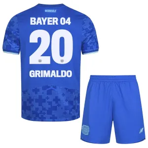 Conjunto Bayer 04 Leverkusen Alejandro Grimaldo 20 Tercera Equipación 2025/2026 Niño
