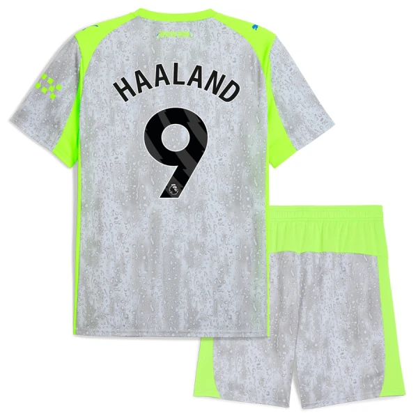 Conjunto Manchester City Erling Haaland 9 Tercera Equipación 2025/2026 Niño