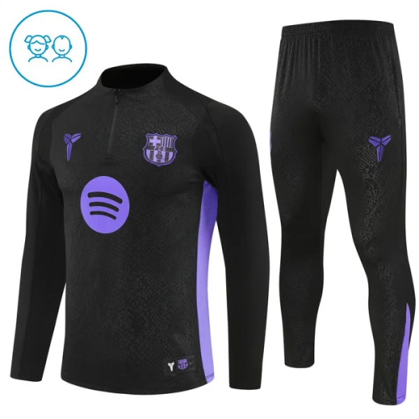 Conjunto de Sudadera 1/4 Zip FC Barcelona 2025/2026 Niño Negro