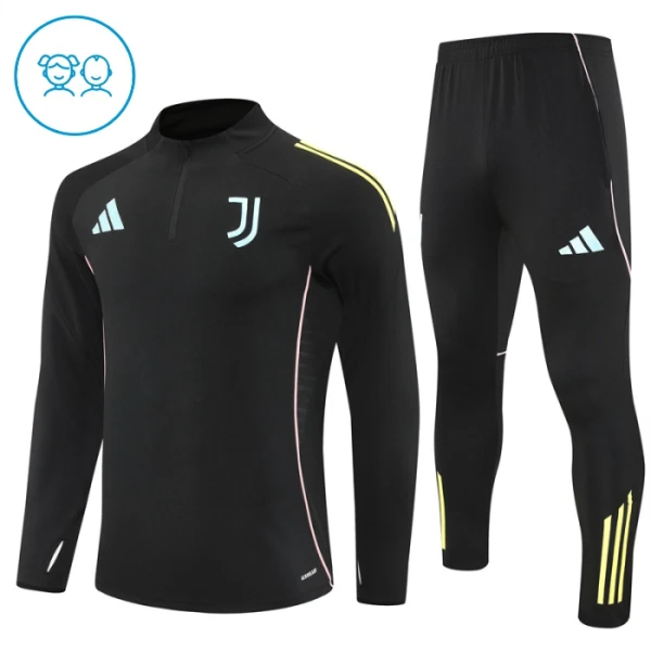 Conjunto de Sudadera 1/4 Zip Juventus 2025/2026 Niño Negro