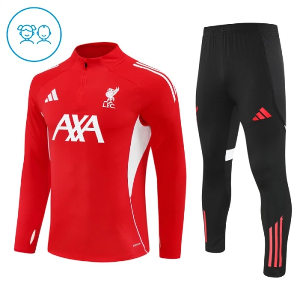 Conjunto de Sudadera 1/4 Zip Liverpool 2025/2026 Niño Rojo