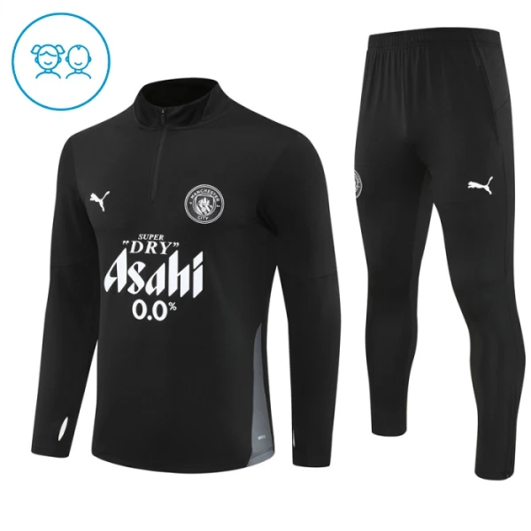 Conjunto de Sudadera 1/4 Zip Manchester City 2025/2026 Niño Negro