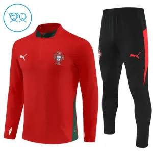 Conjunto de Sudadera 1/4 Zip Portugal 2025/2026 Niño Rojo
