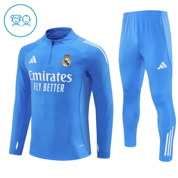 Conjunto de Sudadera 1/4 Zip Real Madrid 2025/2026 Niño Azul