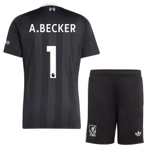 Conjunto Liverpool Alisson Becker 1 Portero 2025/2026 Niño Negro