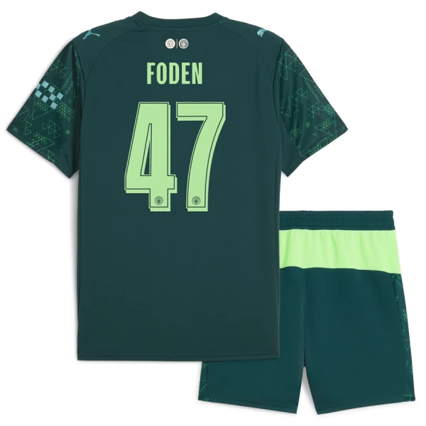 Conjunto Manchester City Phil Foden 47 Cuarta Equipación 2025/2026 EA Sport Niño