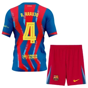 Conjunto FC Barcelona R. Araújo 4 Cuarta Equipación 2025/2026 Niño