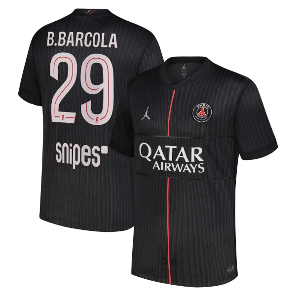 Camiseta PSG B. Barcola 29 Cuarta Equipación 2025/2026 Jordan