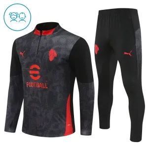 Conjunto de Sudadera 1/4 Zip AC Milan 2025/2026 Niño Negro