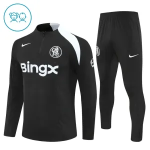Conjunto de Sudadera 1/4 Zip Chelsea 2025/2026 Niño Negro