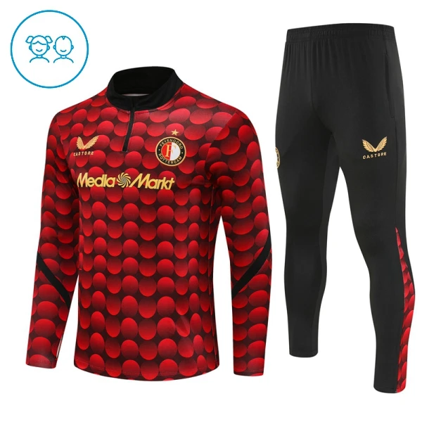 Conjunto de Sudadera 1/4 Zip Feyenoord Rotterdam 2025/2026 Niño Rojo
