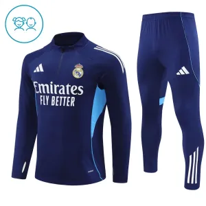 Conjunto de Sudadera 1/4 Zip Real Madrid 2025/2026 Niño Azul marino