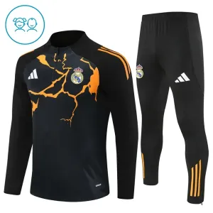Conjunto de Sudadera 1/4 Zip Real Madrid 2025/2026 Niño Negro