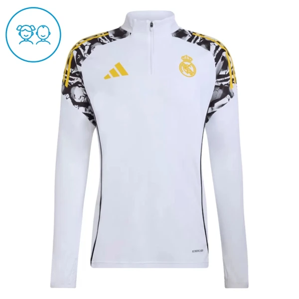 Conjunto de Sudadera 1/4 Zip Real Madrid 2026/2027 Niño Blanco