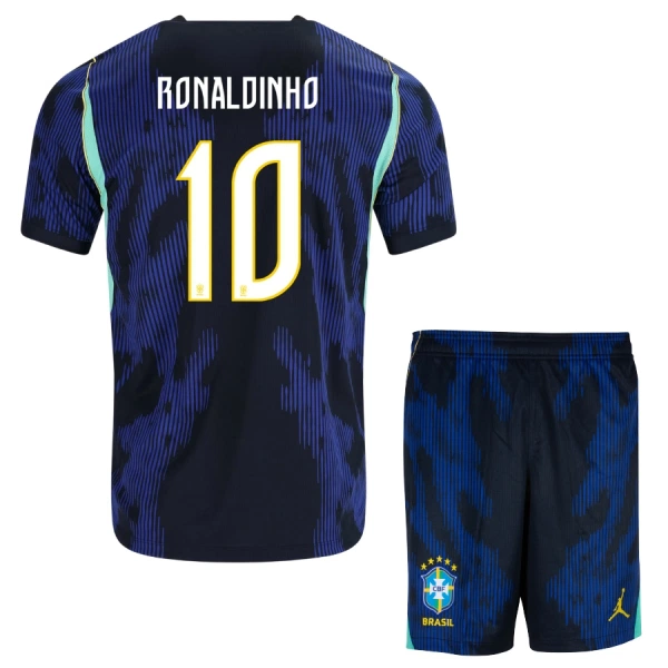 Conjunto Brasil Ronaldinho 10 Visitante Mundial 2026 Niño
