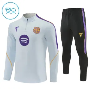 Conjunto de Sudadera 1/4 Zip Barcelona 2026/2027 Niño Blanco