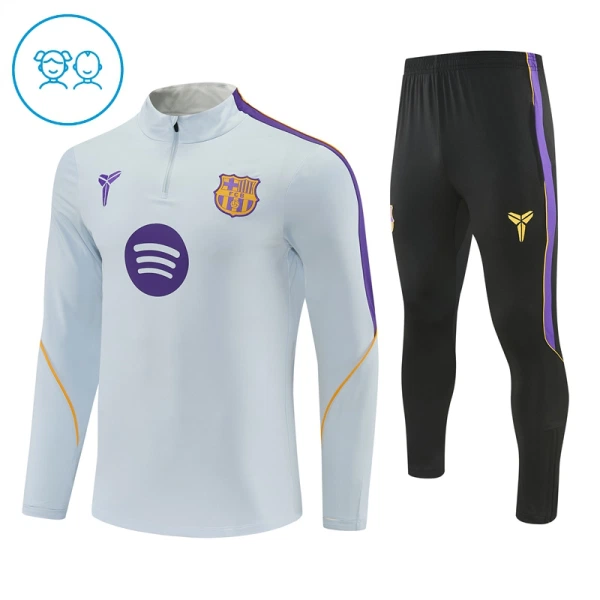 Conjunto de Sudadera 1/4 Zip Barcelona 2026/2027 Niño Blanco Conjunto de Sudadera 1/4 Zip Barcelona 2026/2027 Niño Blanco