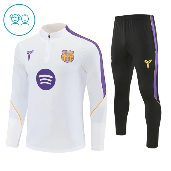Conjunto de Sudadera 1/4 Zip Barcelona 2026/2027 Niño Blanco Conjunto de Sudadera 1/4 Zip Barcelona 2026/2027 Niño Blanco