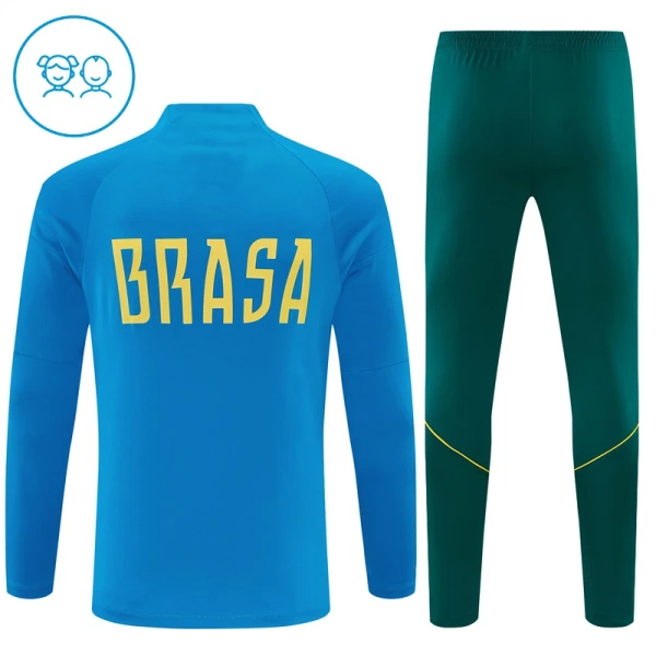 Conjunto de Sudadera 1/4 Zip Brasil 2026/2027 Niño Azul