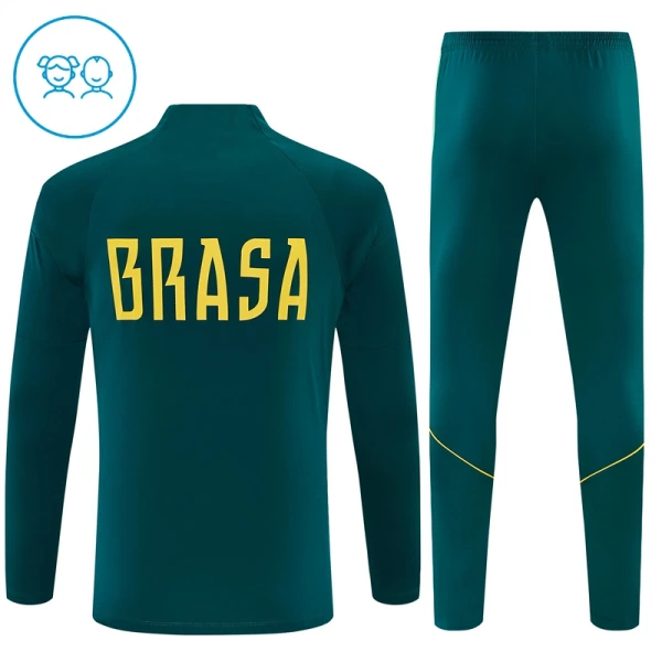 Conjunto de Sudadera 1/4 Zip Brasil 2026/2027 Niño Verde