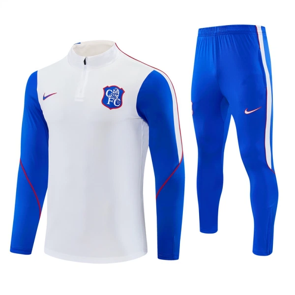 Conjunto de Sudadera 1/4 Zip Chelsea 2026/2027 Blanco Conjunto de Sudadera 1/4 Zip Chelsea 2026/2027 Blanco