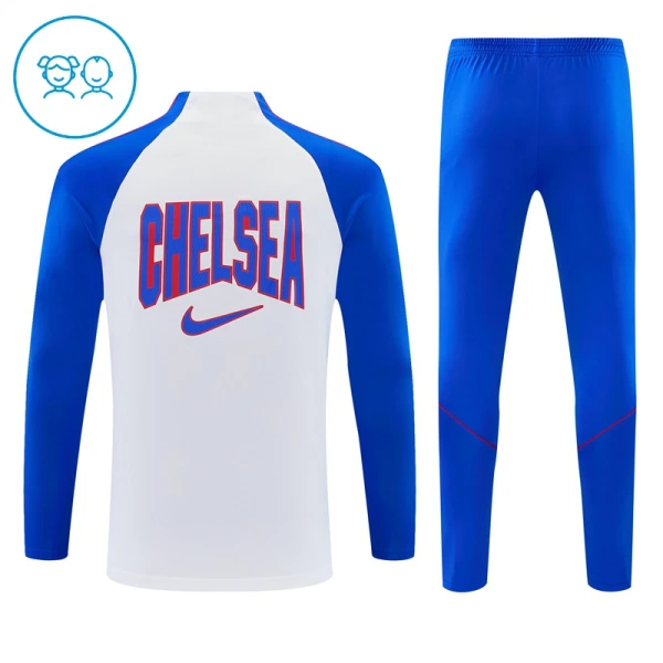 Conjunto de Sudadera 1/4 Zip Chelsea 2026/2027 Niño Blanco