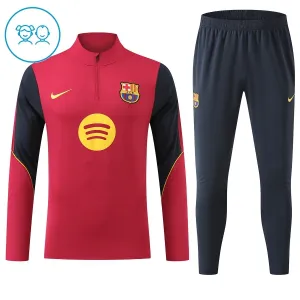 Conjunto de Sudadera 1/4 Zip FC Barcelona 2026/2027 Niño Rojo