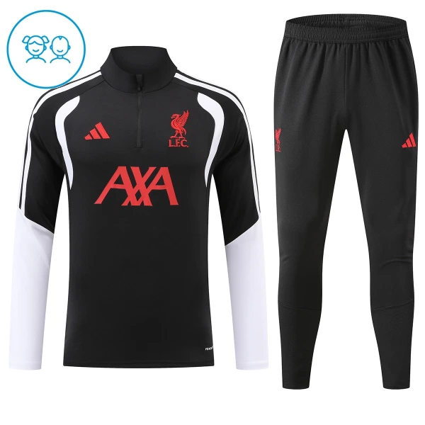 Conjunto de Sudadera 1/4 Zip Liverpool 2026/2027 Niño Negro Conjunto de Sudadera 1/4 Zip Liverpool 2026/2027 Niño Negro
