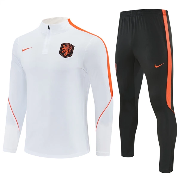 Conjunto de Sudadera 1/4 Zip Países Bajos 2026/2027 Blanco Conjunto de Sudadera 1/4 Zip Países Bajos 2026/2027 Blanco