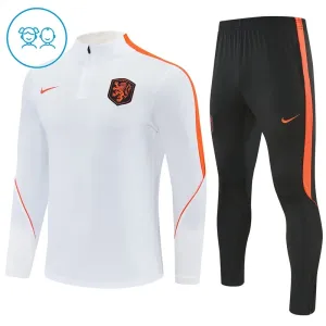 Conjunto de Sudadera 1/4 Zip Países Bajos 2026/2027 Niño Blanco