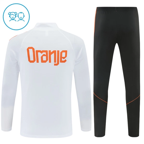 Conjunto de Sudadera 1/4 Zip Países Bajos 2026/2027 Niño Blanco