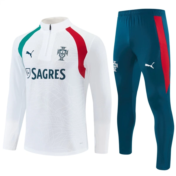 Conjunto de Sudadera 1/4 Zip Portugal 2026/2027 Blanco Conjunto de Sudadera 1/4 Zip Portugal 2026/2027 Blanco