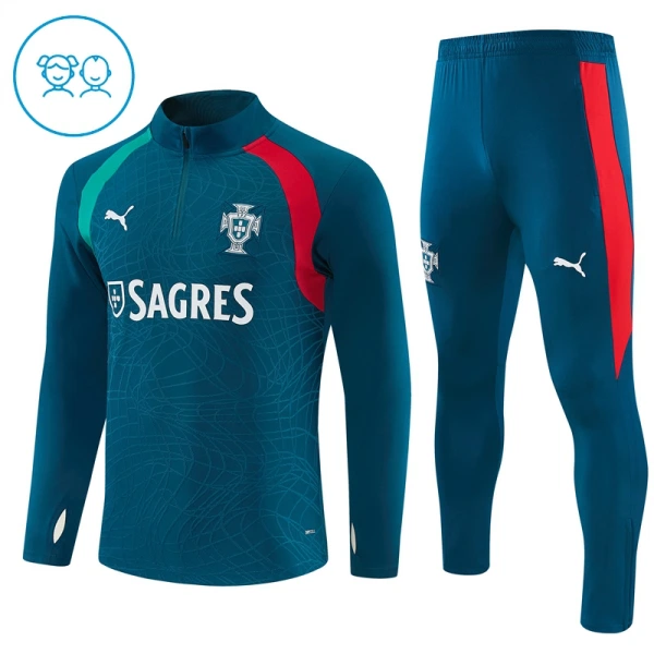 Conjunto de Sudadera 1/4 Zip Portugal 2026/2027 Niño Azul Conjunto de Sudadera 1/4 Zip Portugal 2026/2027 Niño Azul