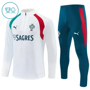 Conjunto de Sudadera 1/4 Zip Portugal 2026/2027 Niño Blanco