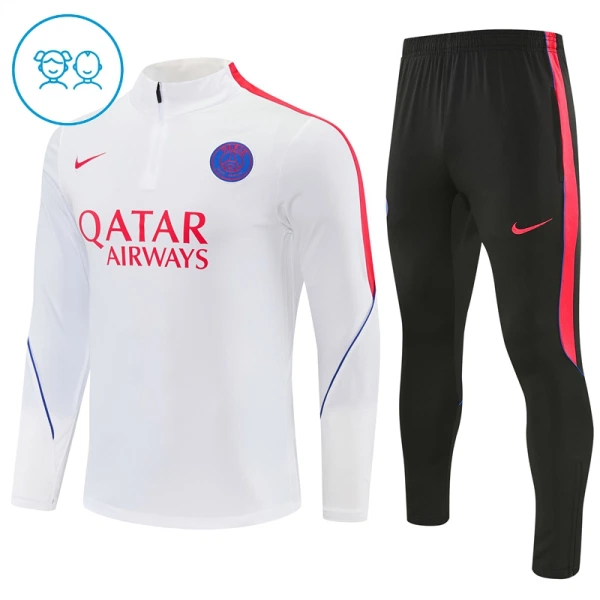 Conjunto de Sudadera 1/4 Zip PSG 2026/2027 Niño Blanco Conjunto de Sudadera 1/4 Zip PSG 2026/2027 Niño Blanco