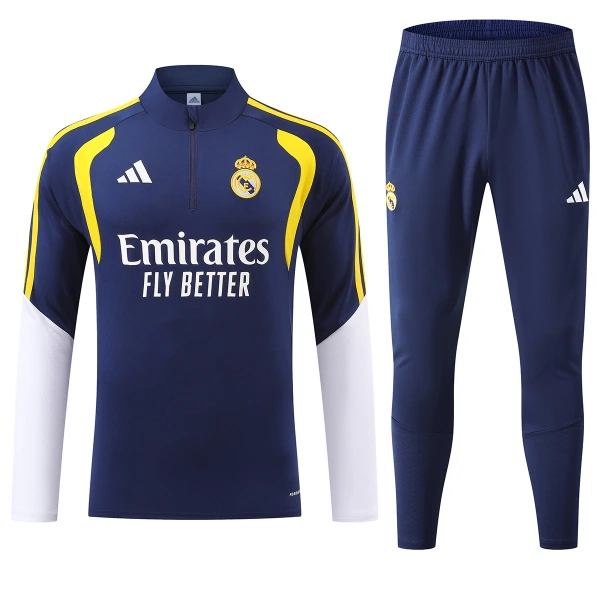 Conjunto de Sudadera 1/4 Zip Real Madrid 2026/2027 Azul Conjunto de Sudadera 1/4 Zip Real Madrid 2026/2027 Azul