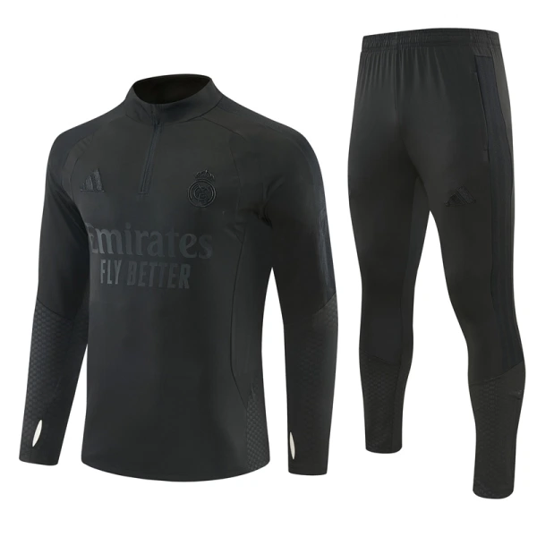 Conjunto de Sudadera 1/4 Zip Real Madrid 2026/2027 Negro Conjunto de Sudadera 1/4 Zip Real Madrid 2026/2027 Negro