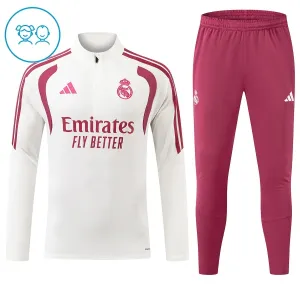 Conjunto de Sudadera 1/4 Zip Real Madrid 2026/2027 Niño Blanco