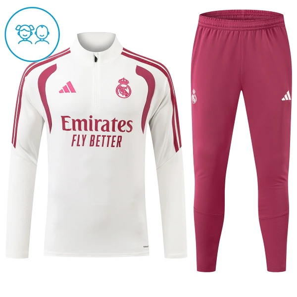 Conjunto de Sudadera 1/4 Zip Real Madrid 2026/2027 Niño Blanco Conjunto de Sudadera 1/4 Zip Real Madrid 2026/2027 Niño Blanco