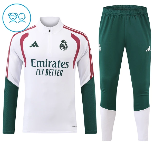 Conjunto de Sudadera 1/4 Zip Real Madrid 2026/2027 Niño Blanco Conjunto de Sudadera 1/4 Zip Real Madrid 2026/2027 Niño Blanco